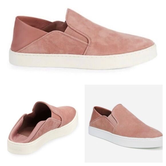 VINCE GARVEY SUEDE SLIP ON SNEAKERS WITH LEATHER FOLD DOWN BACK - Picture 1 of 12